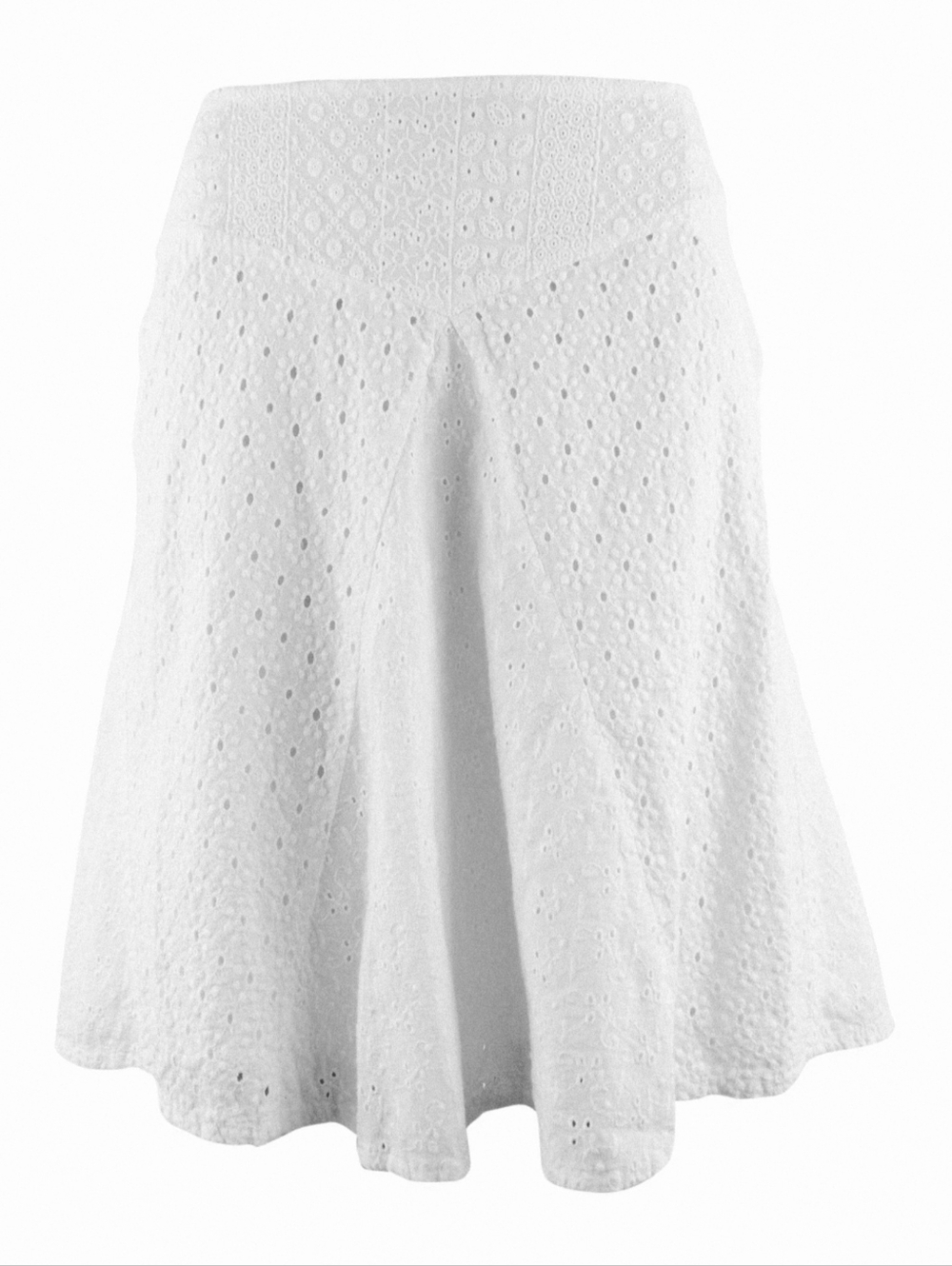 Vintage Ralph Lauren Lace Skirt Broderie Anglaise Panel White 8 A Line Midi